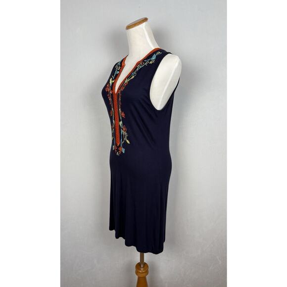 Christian Lacroix Bazar Floral Embroidered Dress M Blue Sleeveless Designer Y2K - Picture 7 of 9